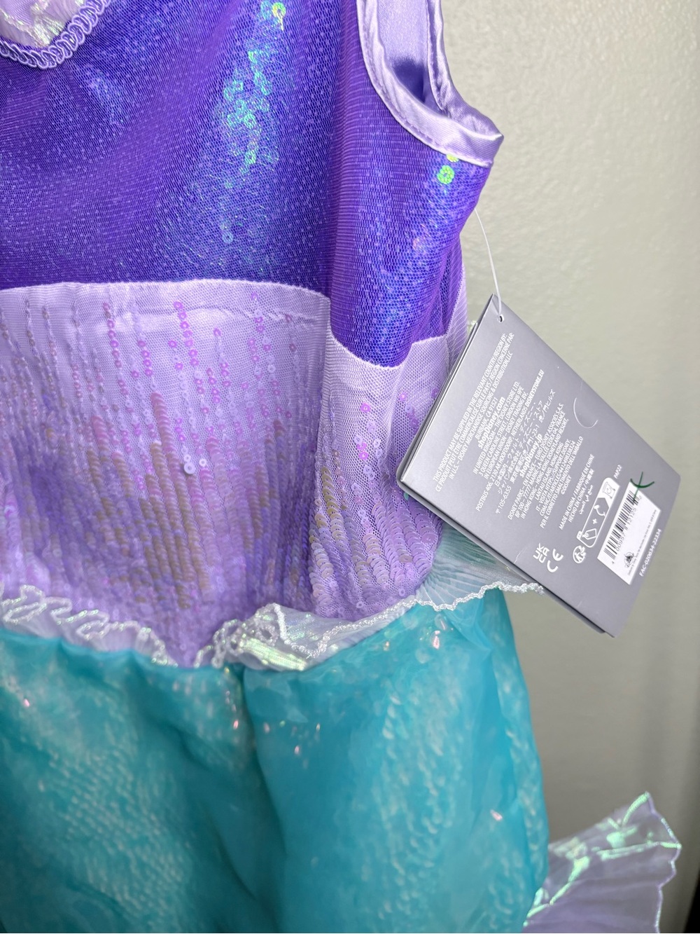 Disney Mermaid Costume Dress Aqua Purple Lavender Girls Size 10 NWT - Picture 3 of 10